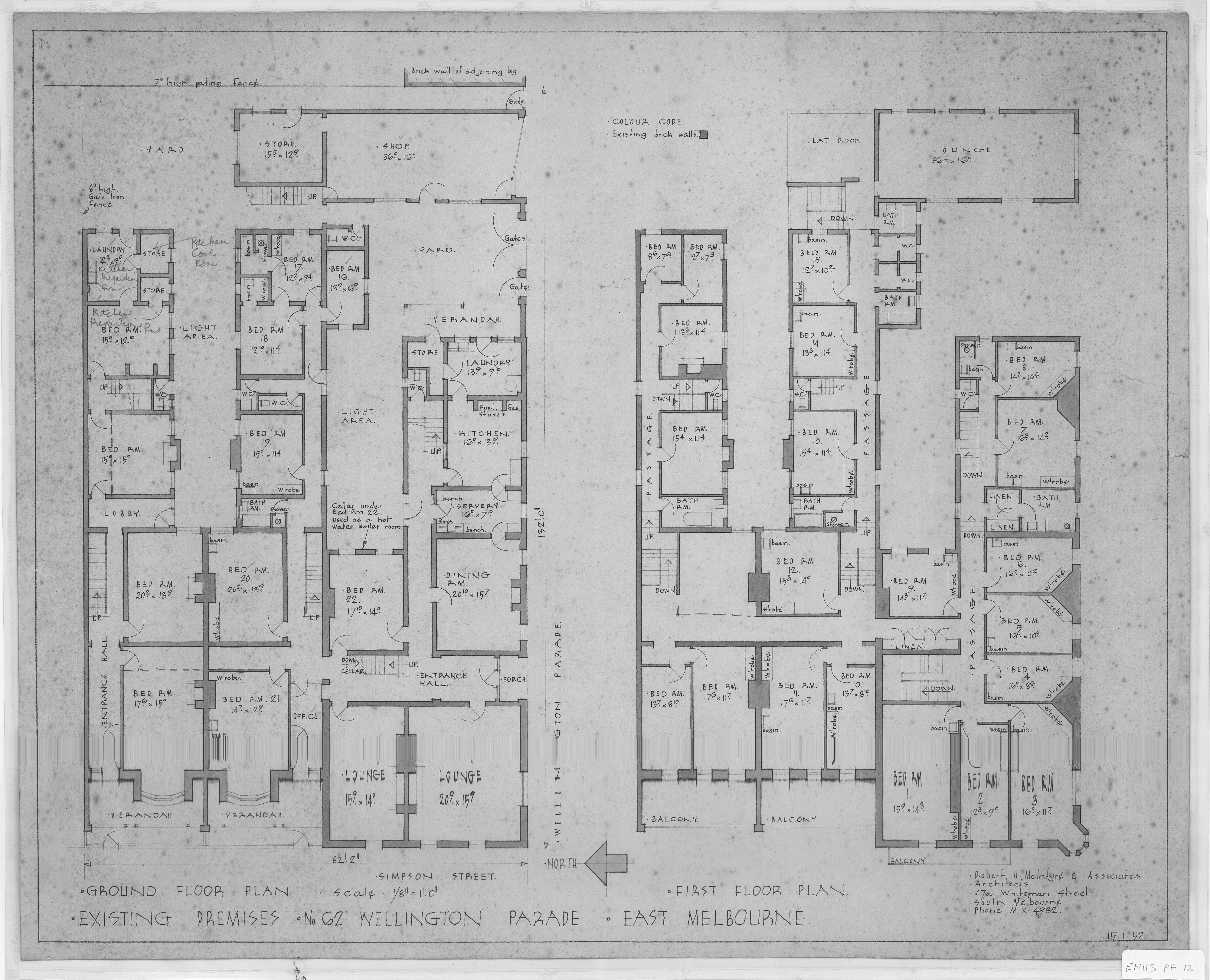 East Melbourne Wellington Parade 62 Floor Plan 1952 East