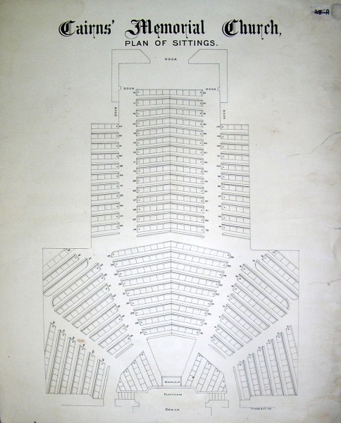 1884 28 Cairns Memorial Church seating plan 28-A