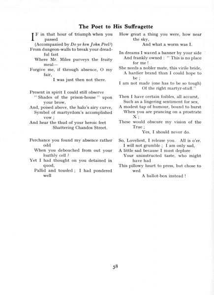 1915 Punch Cavalcade p58 - Poet to Suffragettte