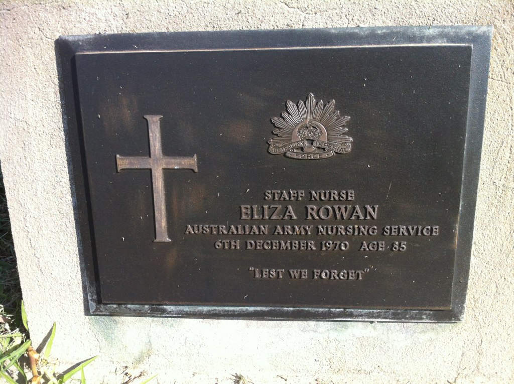 Grave of Eliza Rowan AANS, Dromana Cemetery, Victoria